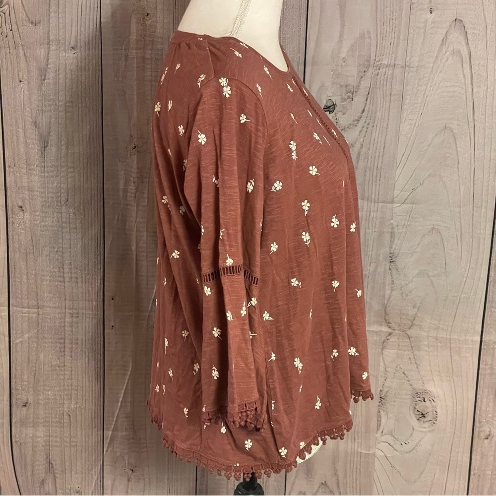 NWT Style & Co. Floral Lantern Sleeve Top, PL - Picture 2 of 10